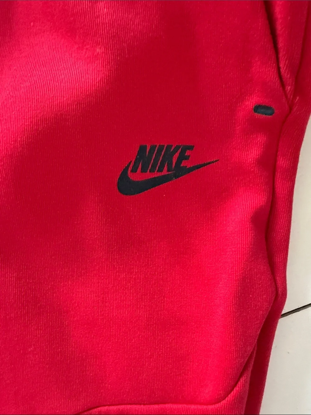 Nike Tech Kids Red Fleece Joggers with Black Drawcord